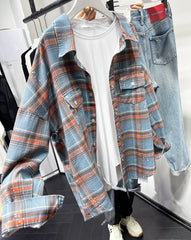 Age-Reducing High Quality Loose Paint Coat Plaid Shirt