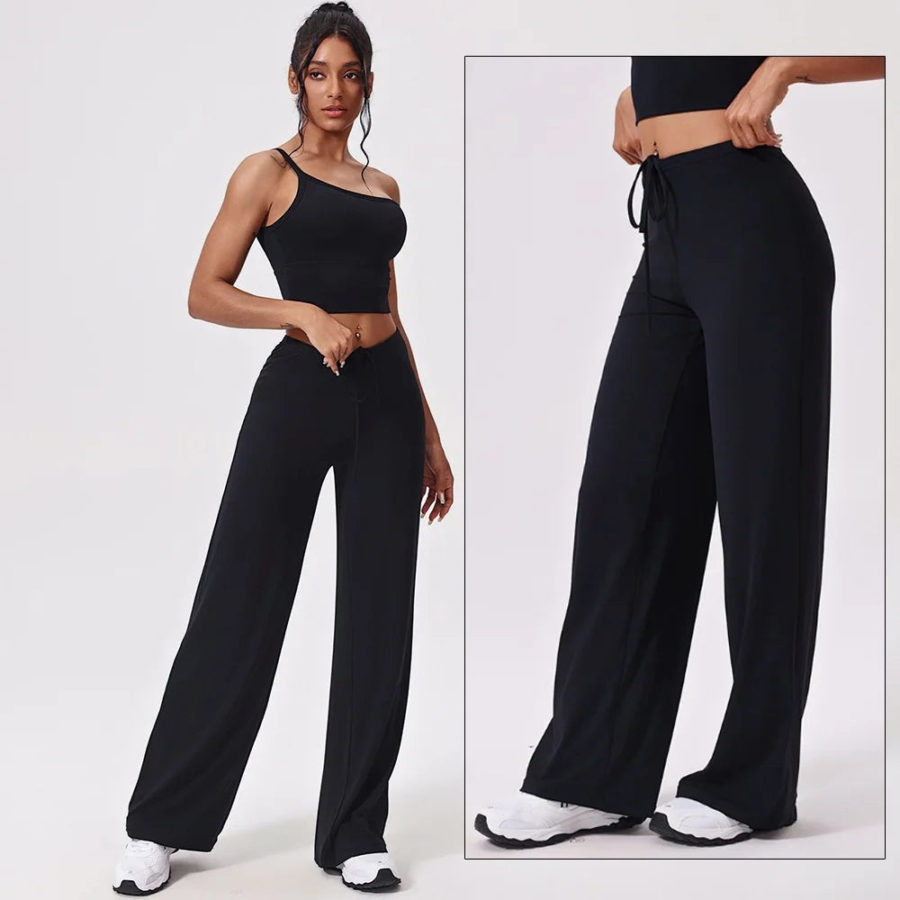 Women's Short-Sleeve Crop Top and Pants Workout Set