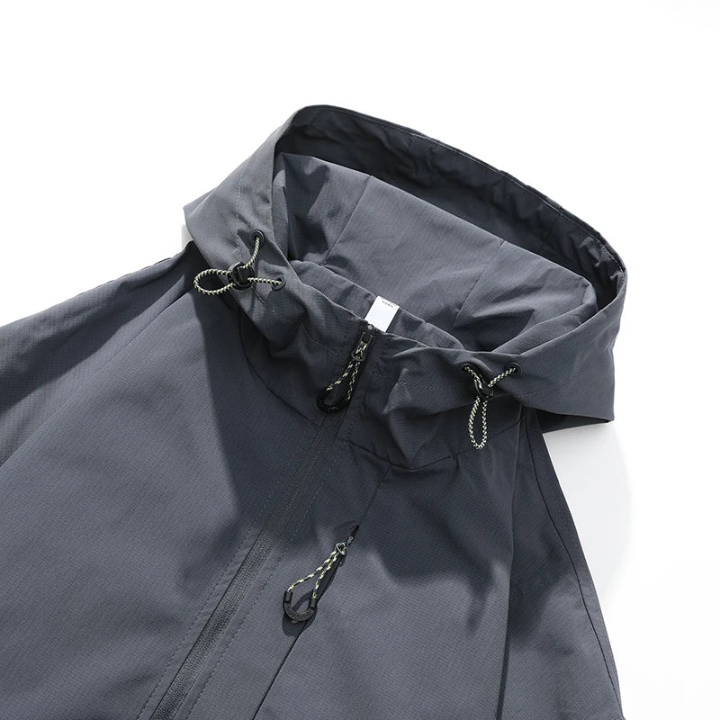 Hooded Lightweight Jacket with Drawstring Hem for Outdoor Everyday Wear