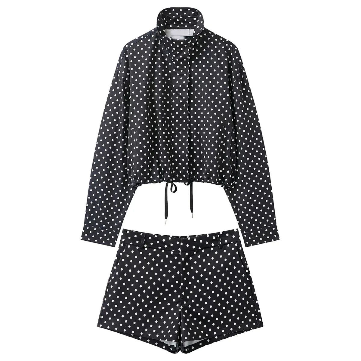 Women's Polka-Dot High-Neck Zip-Front Jacket