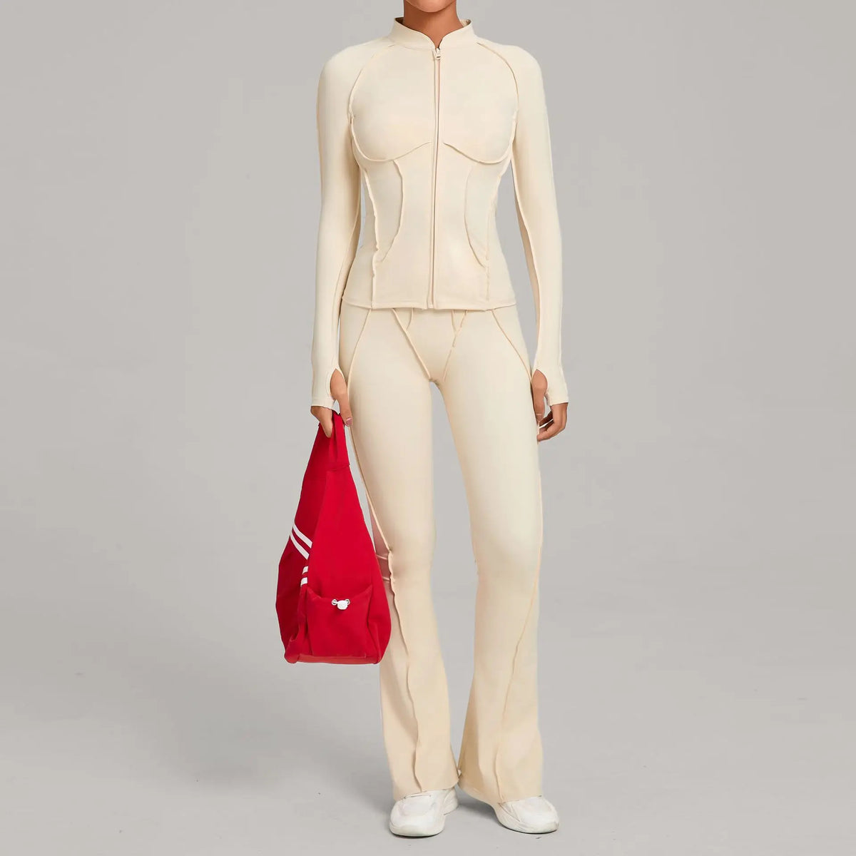 Women's Contrast Seam Bra And Leggings Yoga Set