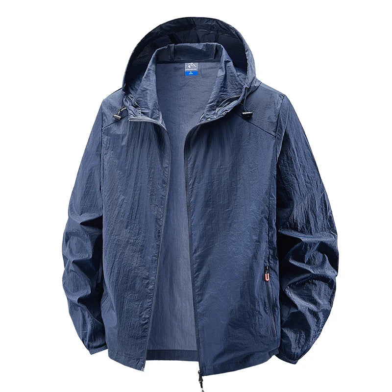 Hooded Long Sleeve Full Zip Outdoor Hiking Jacket with Pockets