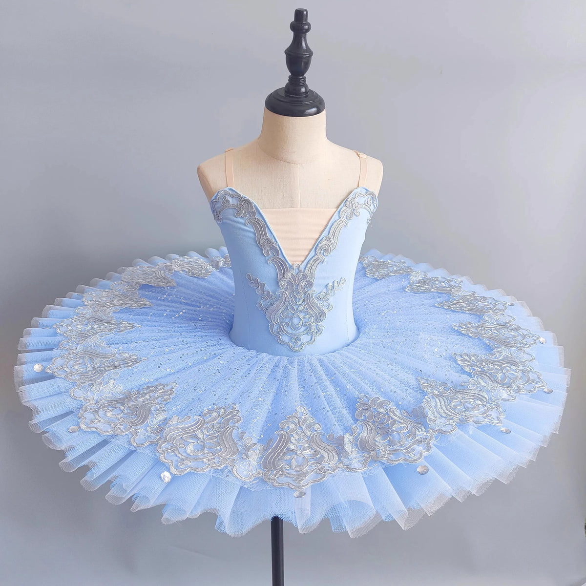 Girls' Pancake Ballet Tutu Dress with Decorated Bodice and Height-Based Sizes