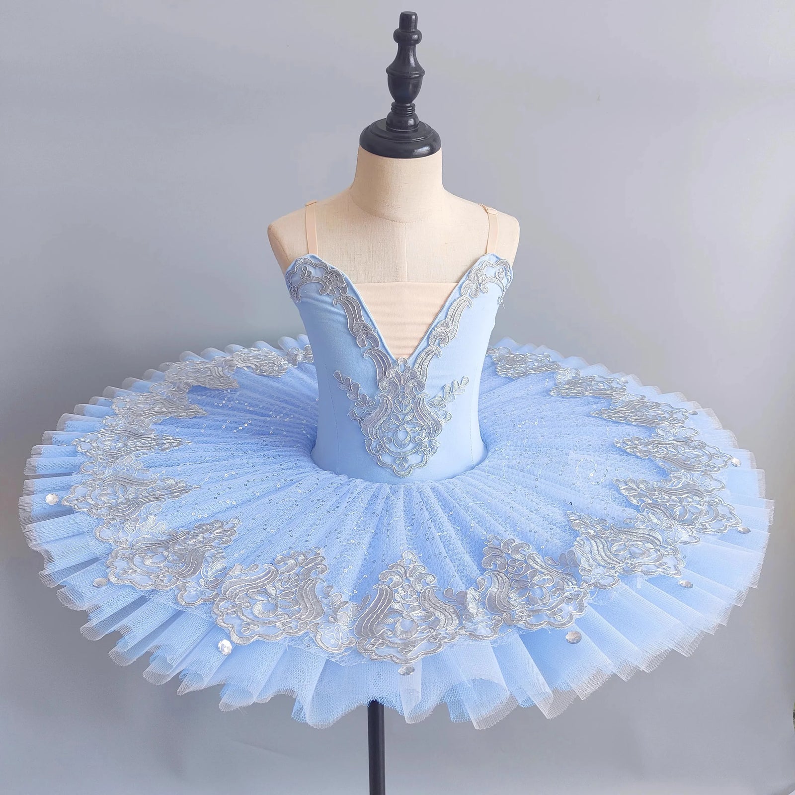 Girls' Pancake Ballet Tutu Dress with Decorated Bodice and Height-Based Sizes