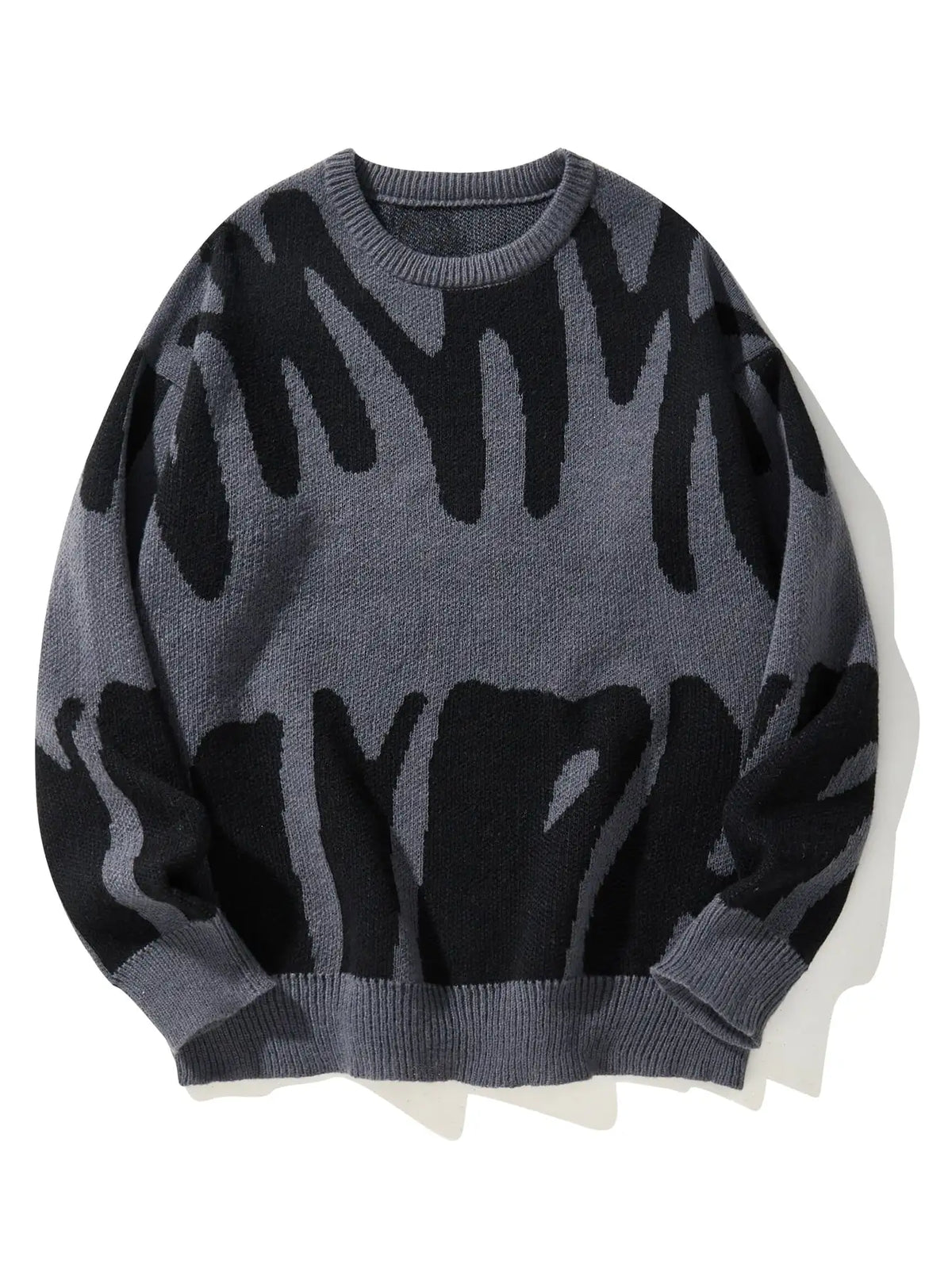 Men's Abstract Pattern Crew Neck Knit Sweater