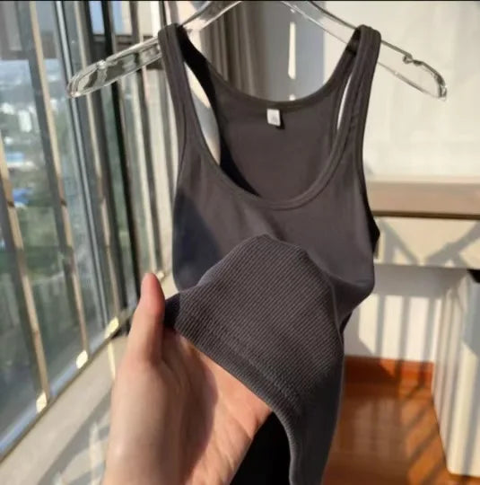 Women's Ribbed Tank Top with Round Neckline and a Sleeveless Design