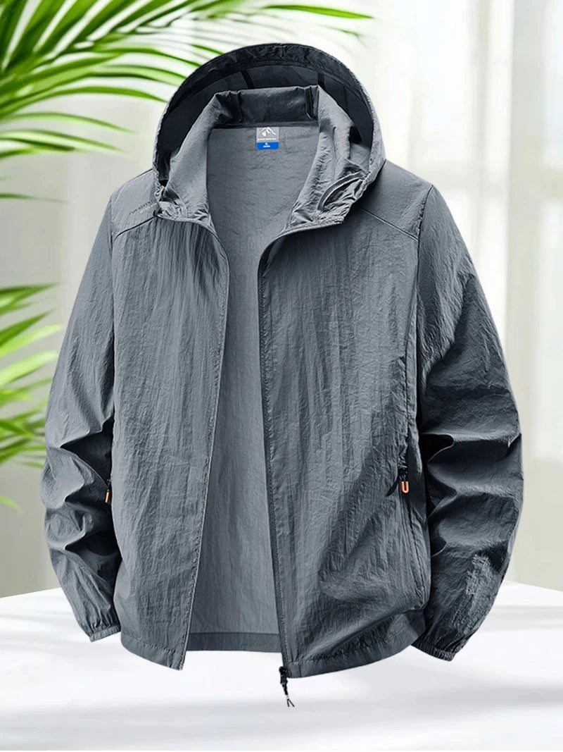 Hooded Long Sleeve Full Zip Outdoor Hiking Jacket with Pockets