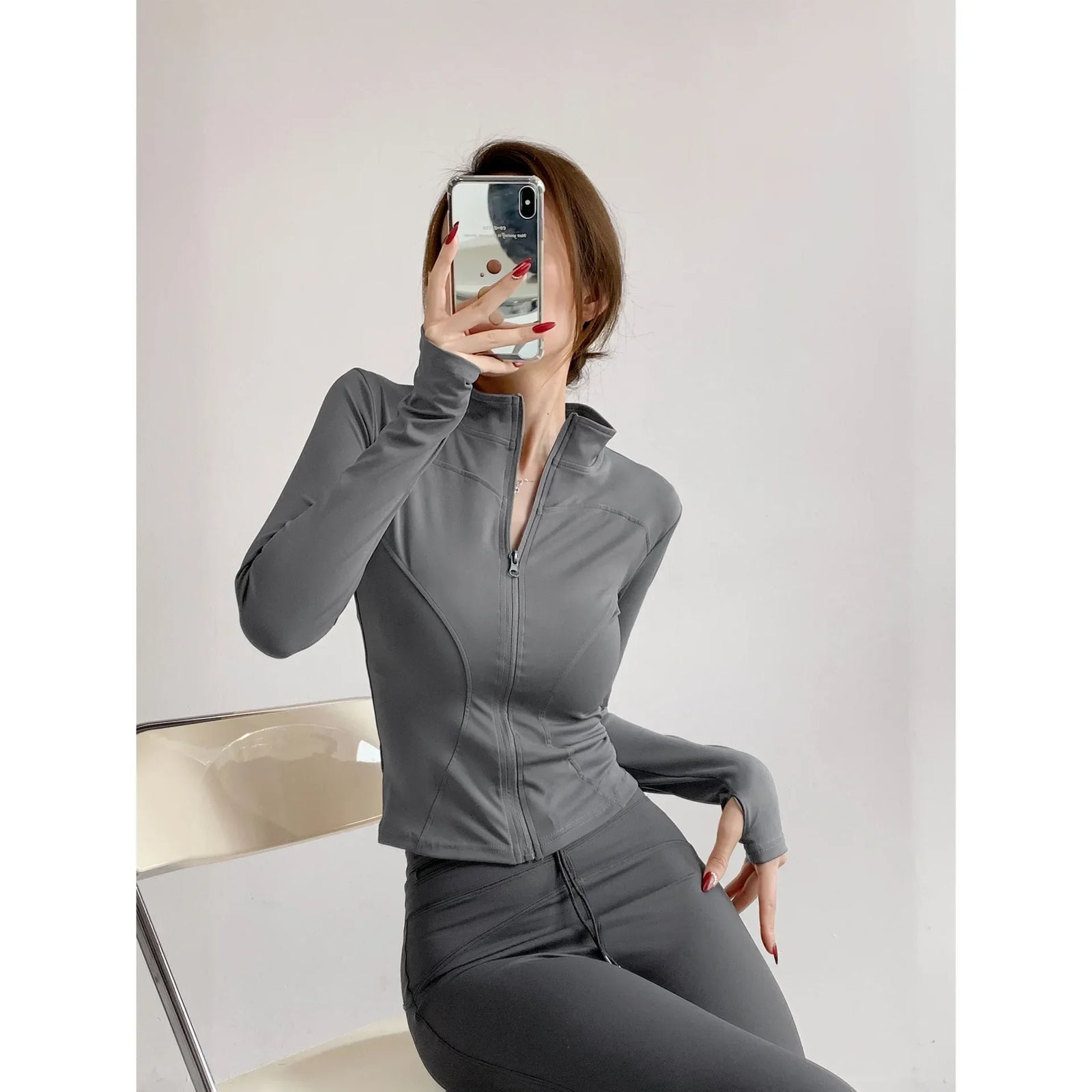 Slim-Fit Long-Sleeve Zip-Front Yoga Jacket