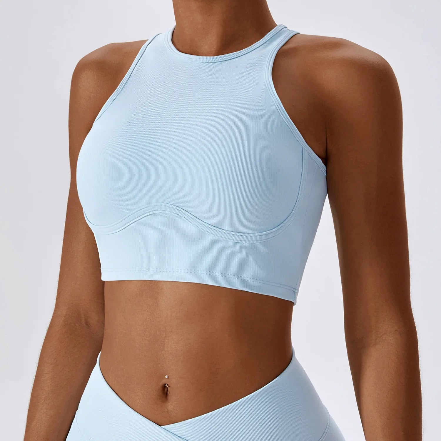 Women's High Neck Keyhole Racerback Sports Bra