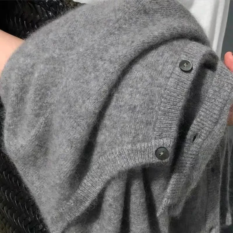 Women's Crew Neck Button Front Cardigan Casual Knit Layer