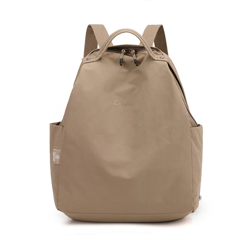 Simple Solid Colour Backpack with Front Zipper Pocket and Carry Handle