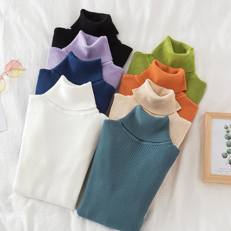 Women's Ribbed Mock Neck Long Sleeve Sweater Casual Knit Layer