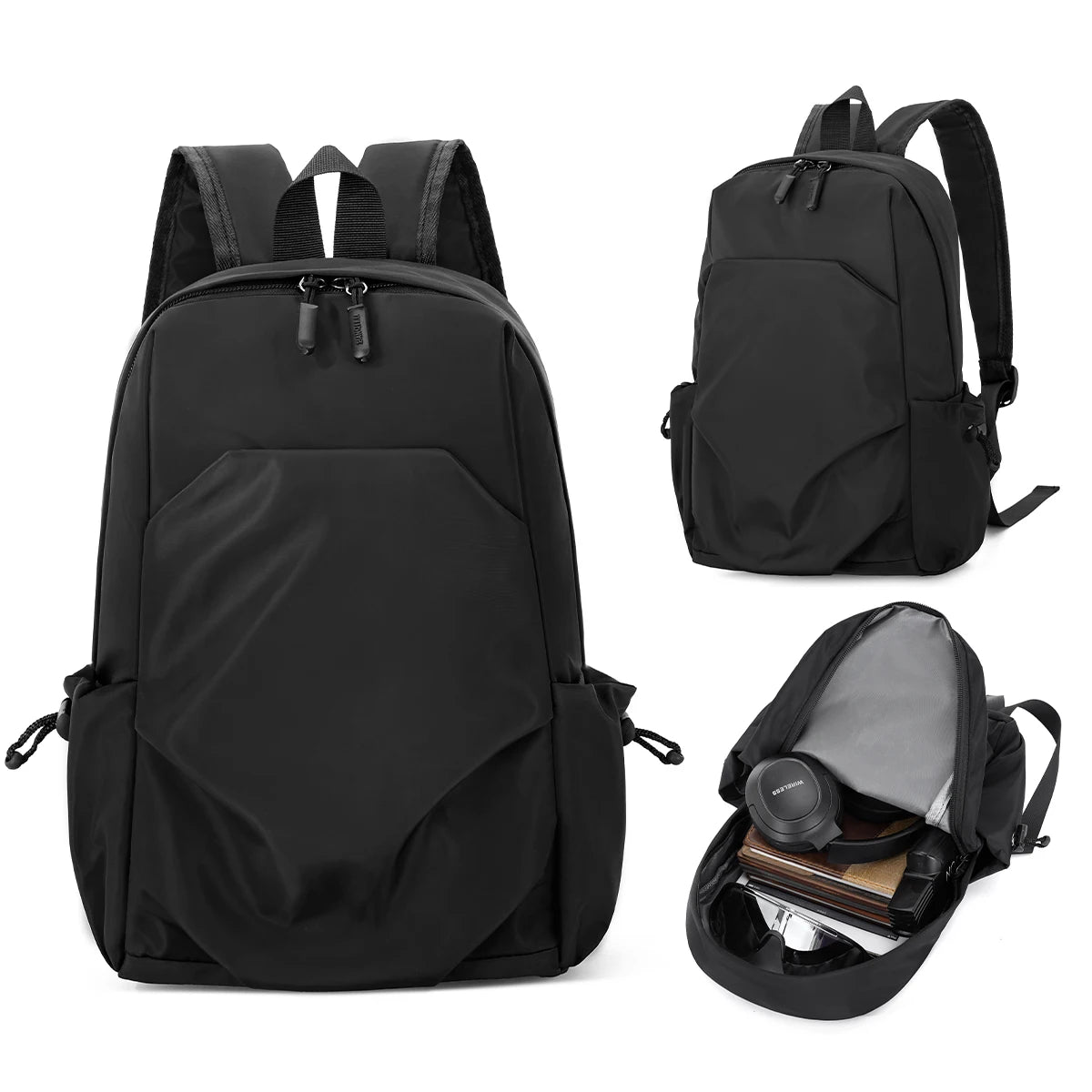 Compact Casual Backpack with Zipper Opening and Twin Shoulder Carry Straps