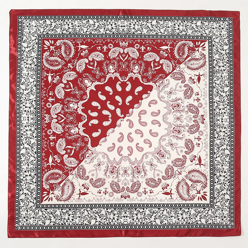 Printed Square Scarf with Ornate Paisley Pattern Options
