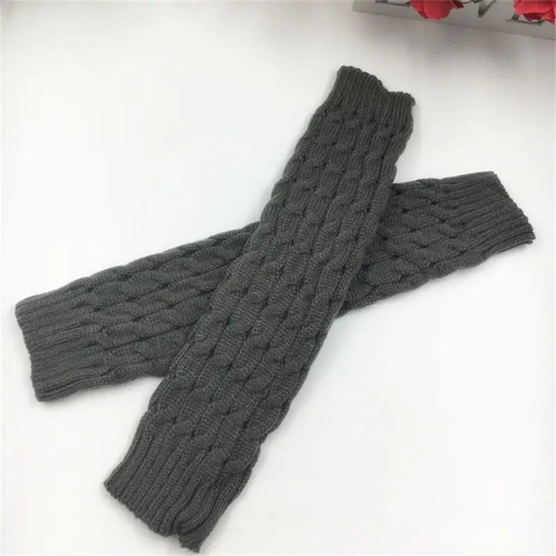 Cable Knit Leg Warmers with Solid Color Calf Shape