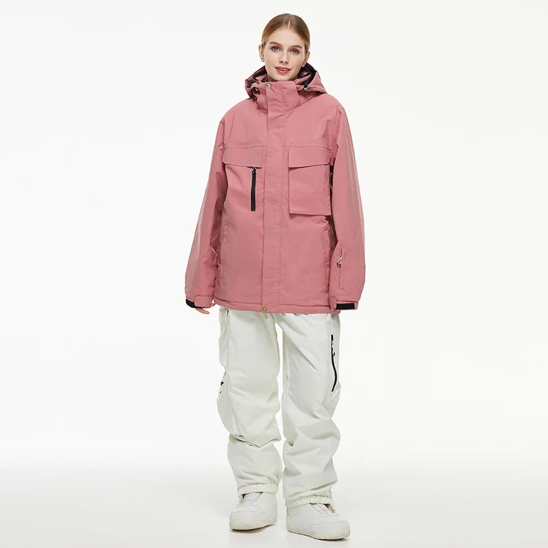 Hooded Ski Jacket and Pants Clothing Set with Style Options