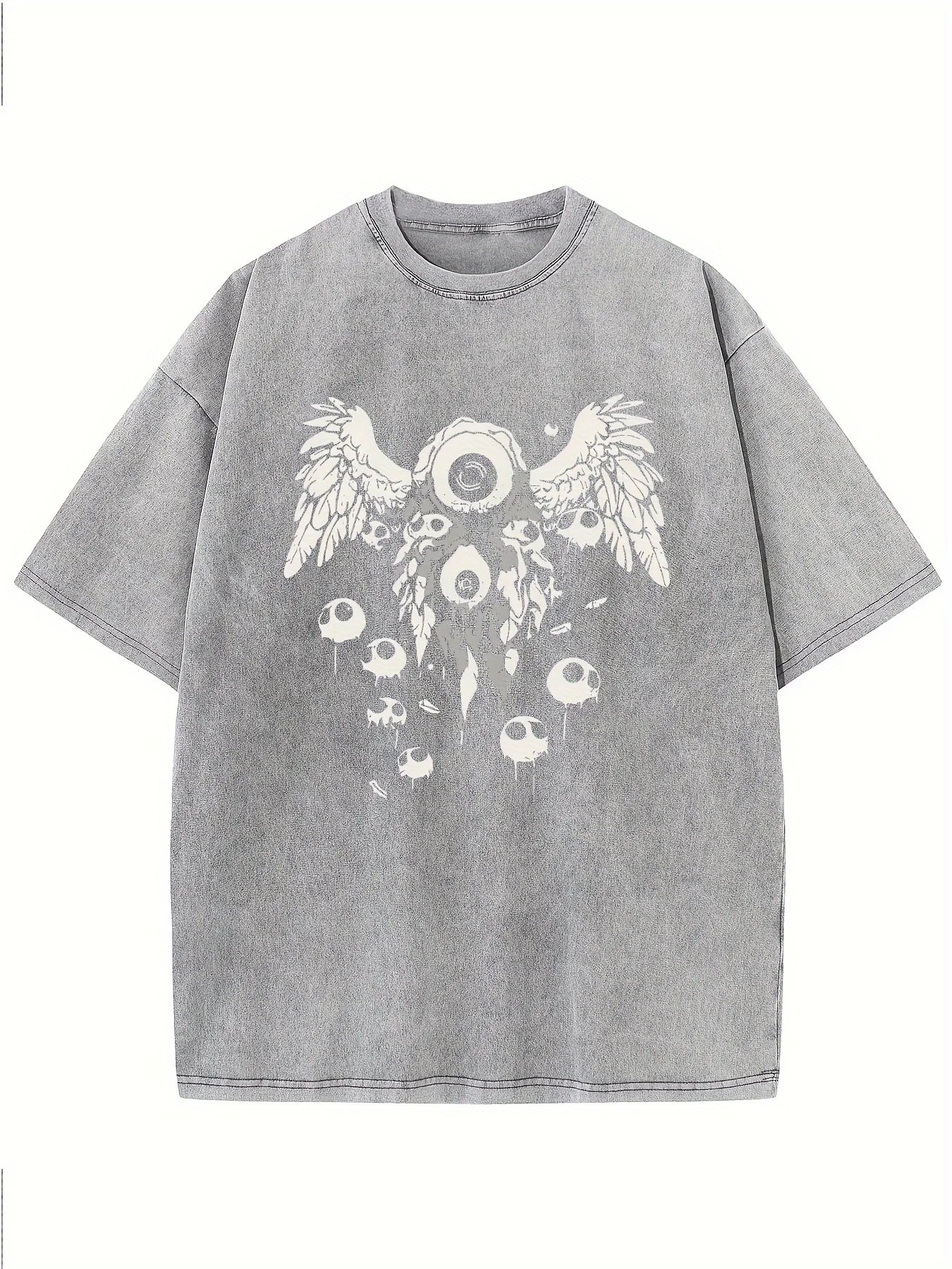 Retro Washed Pattern High-quality Cotton Men's T-shirt - Loose Fit Short Sleeved Round Neck Top