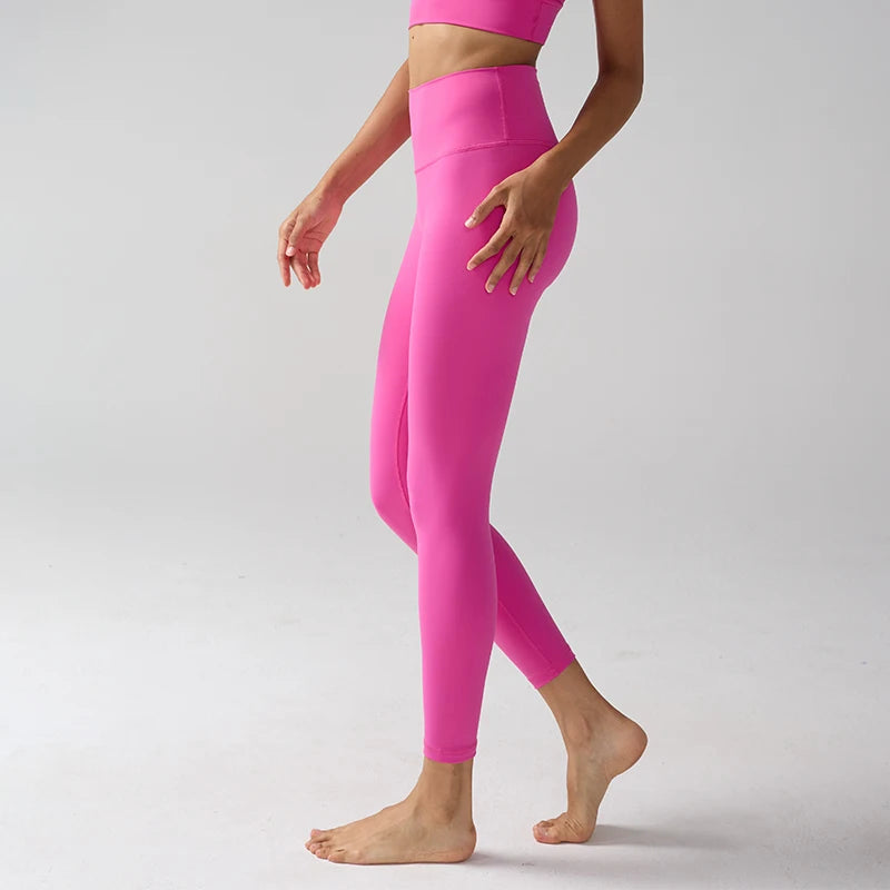 Women's High-Waist Nylon-Elastane Stretch Ankle-Length Yoga Leggings