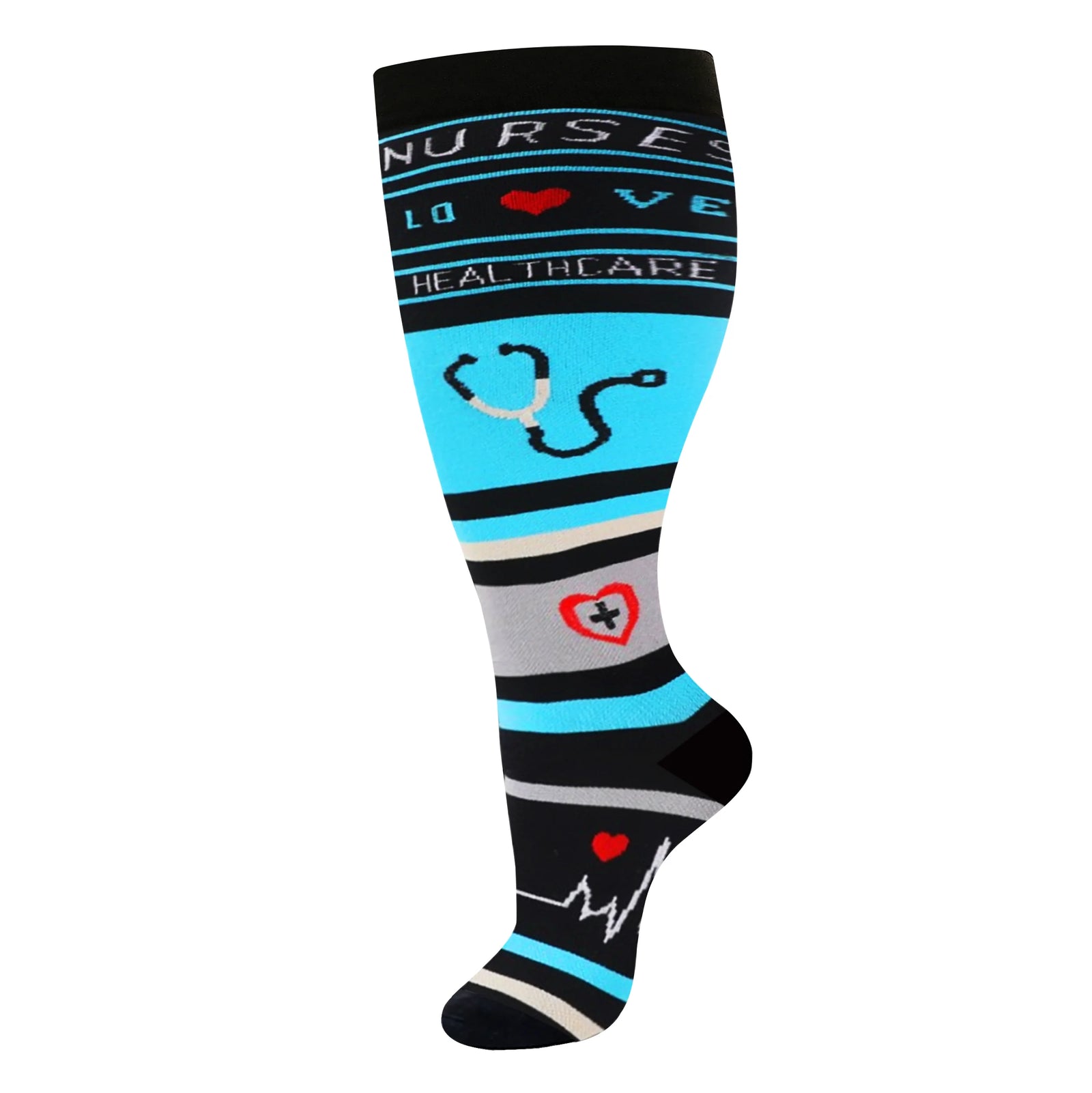 Plus Size Knee High Compression Socks with Pattern Options