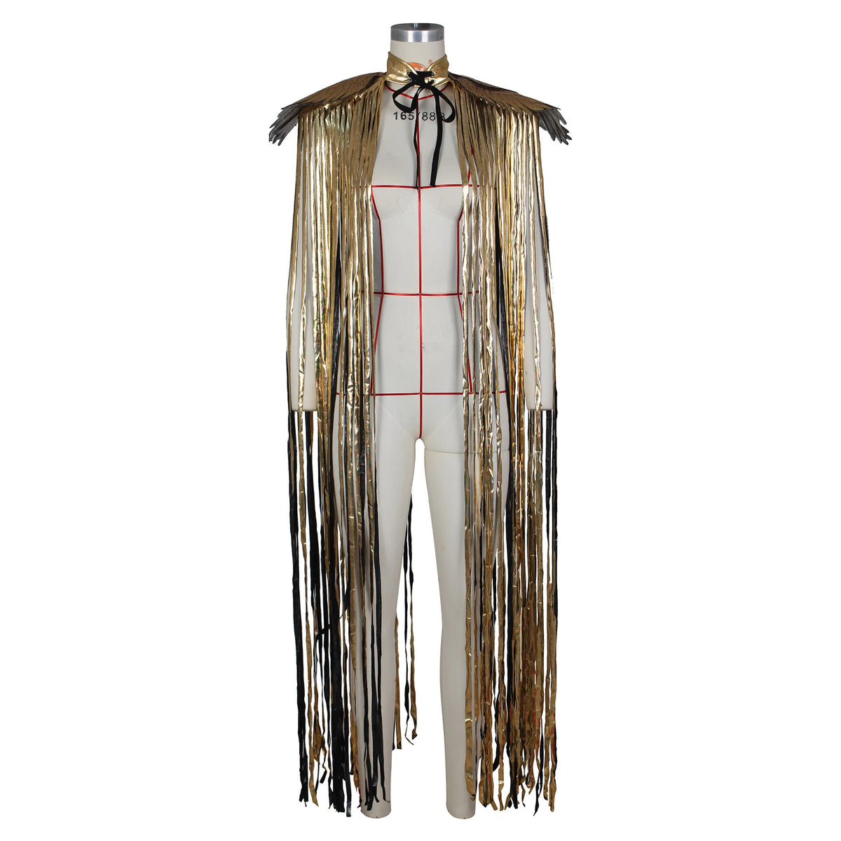 Metallic Wing Fringe Cape for Stage and Costume Layering