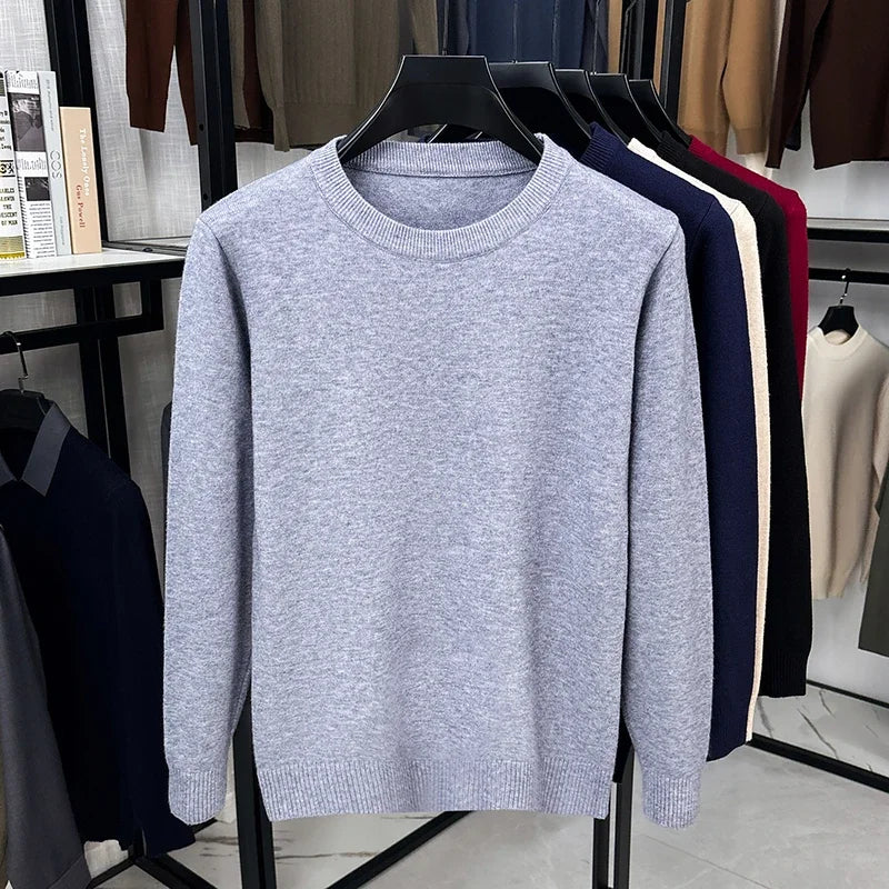 Men's Plain Crew Neck Long Sleeve Knit Sweater