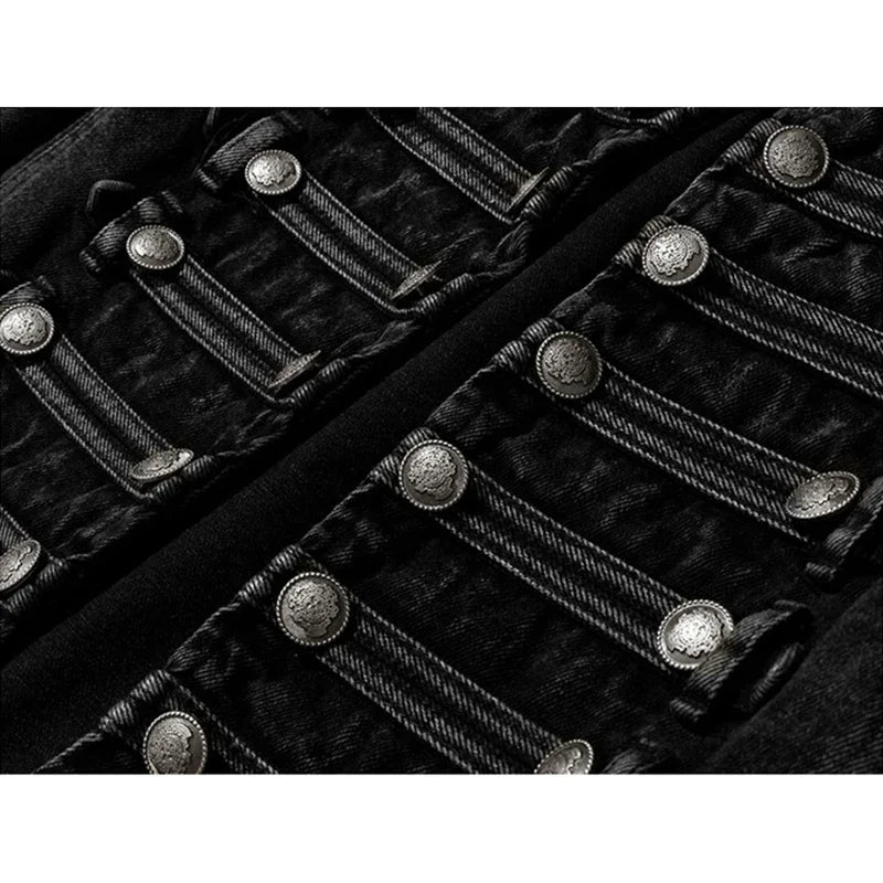 Women's Distressed Denim Button-Front Jacket