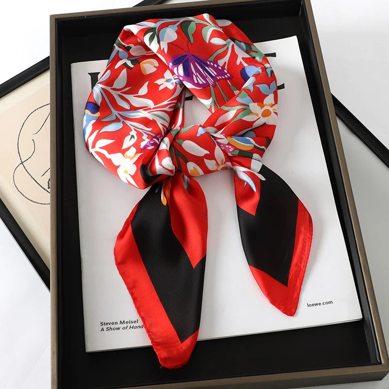 Floral Print Large Square Scarf for Draped Wrap Styling