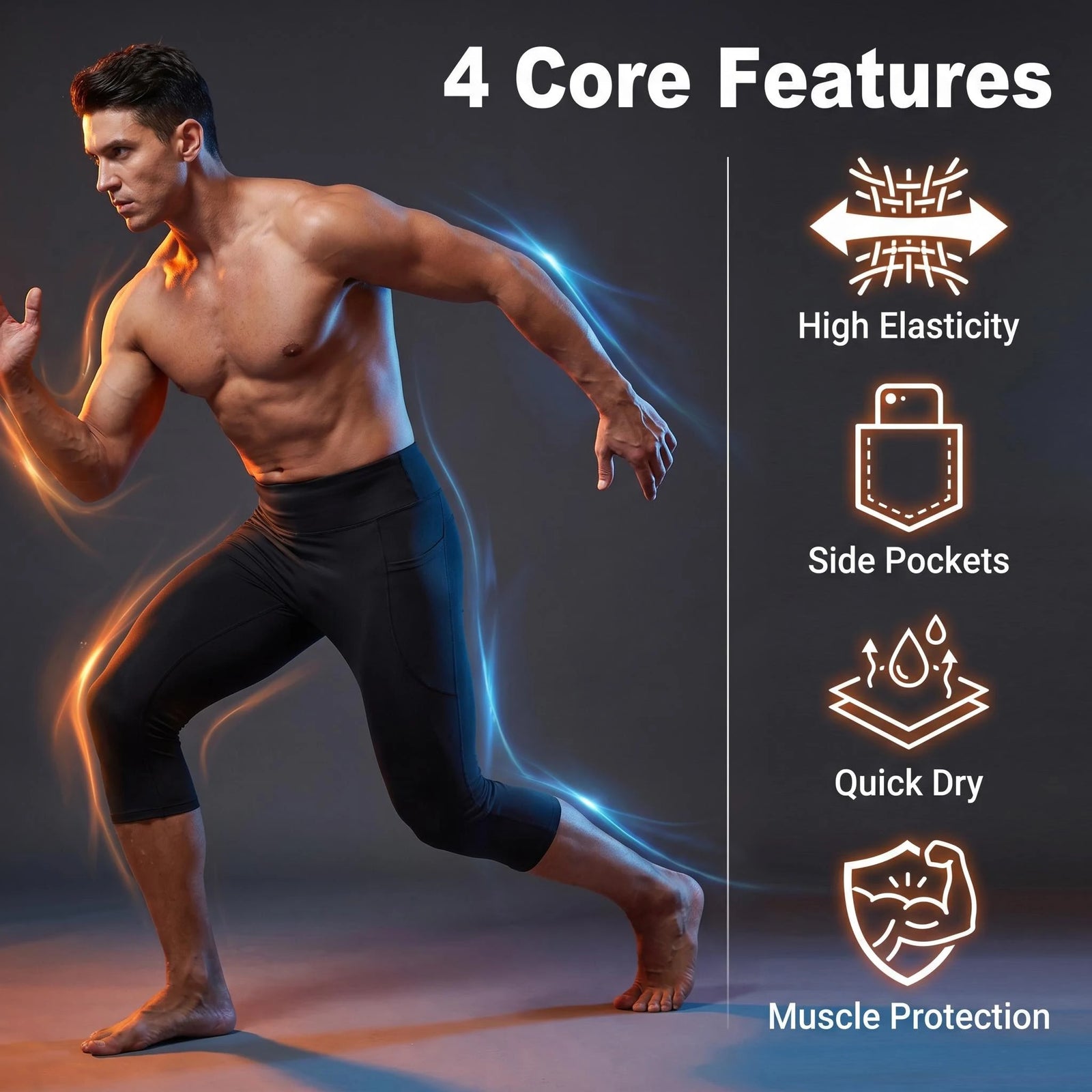 Men's Cropped Training Leggings for Gym and Running