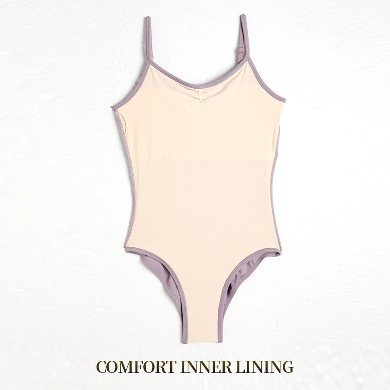 Women's Classic Camisole Ballet Leotard with Ruched Front and V Back