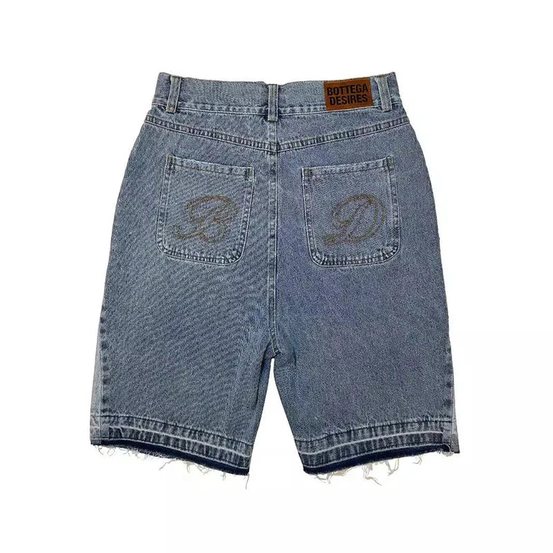 Men's Embroidered Denim Shorts for Casual Everyday Wear