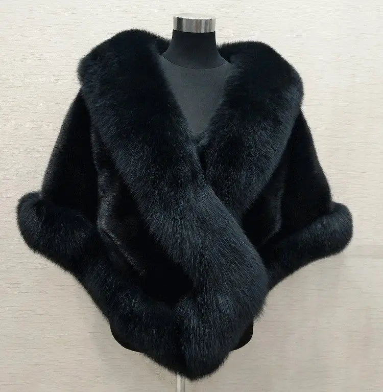 Plush Crossover Wrap Cape for Layering over Outfits