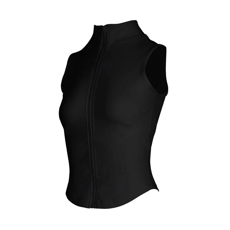 Sleeveless Full Zip Fitted Training Vest for Yoga Wear