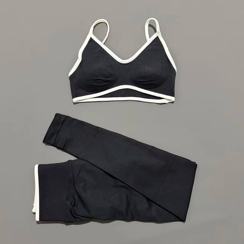 Women's Strappy Bra And Shorts Yoga Set For Workout Outfits