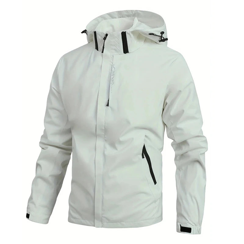 Hooded Long Sleeve Full Zip Outdoor Hiking Jacket with Pockets