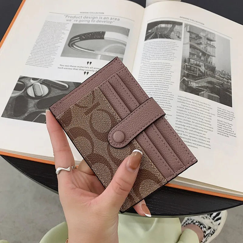 Slim Card Wallet with Snap Tab and Slot Compartments