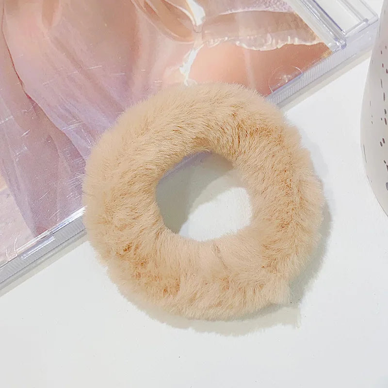 Fluffy Faux Fur Scrunchie Hair Band with Thick and Thin Options