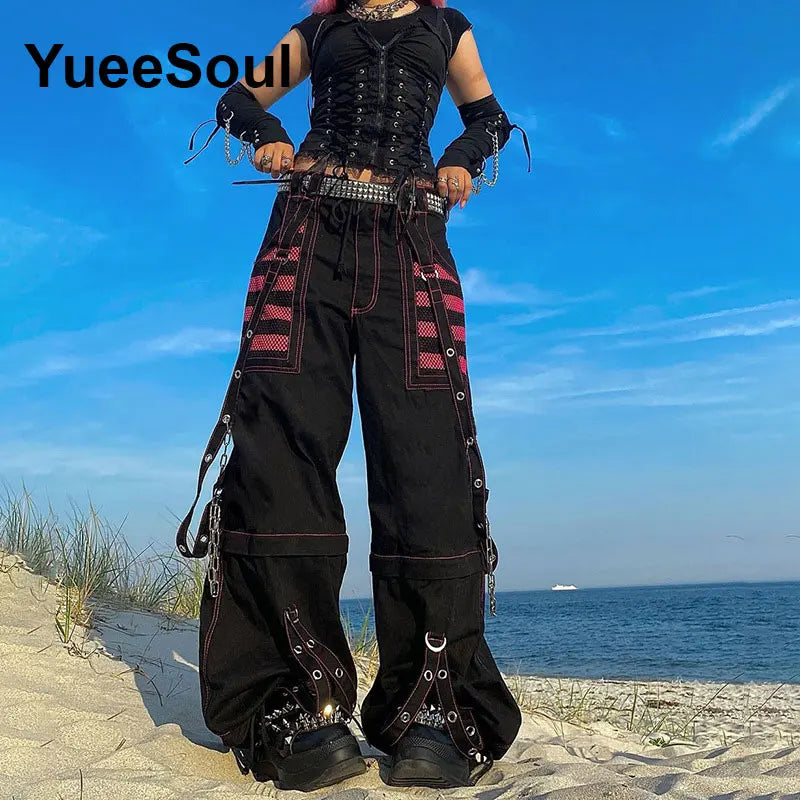 Women's Black Gothic Pants with Flared and Wide Leg Style Options