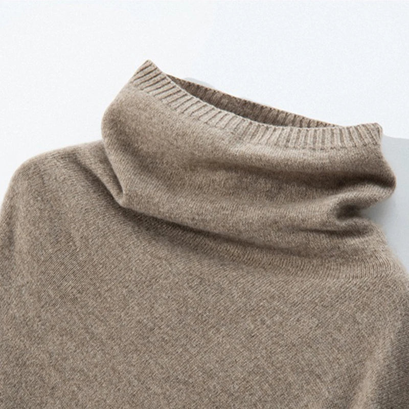 Turtleneck Ribbed Poncho for Layering over Tops and Dresses