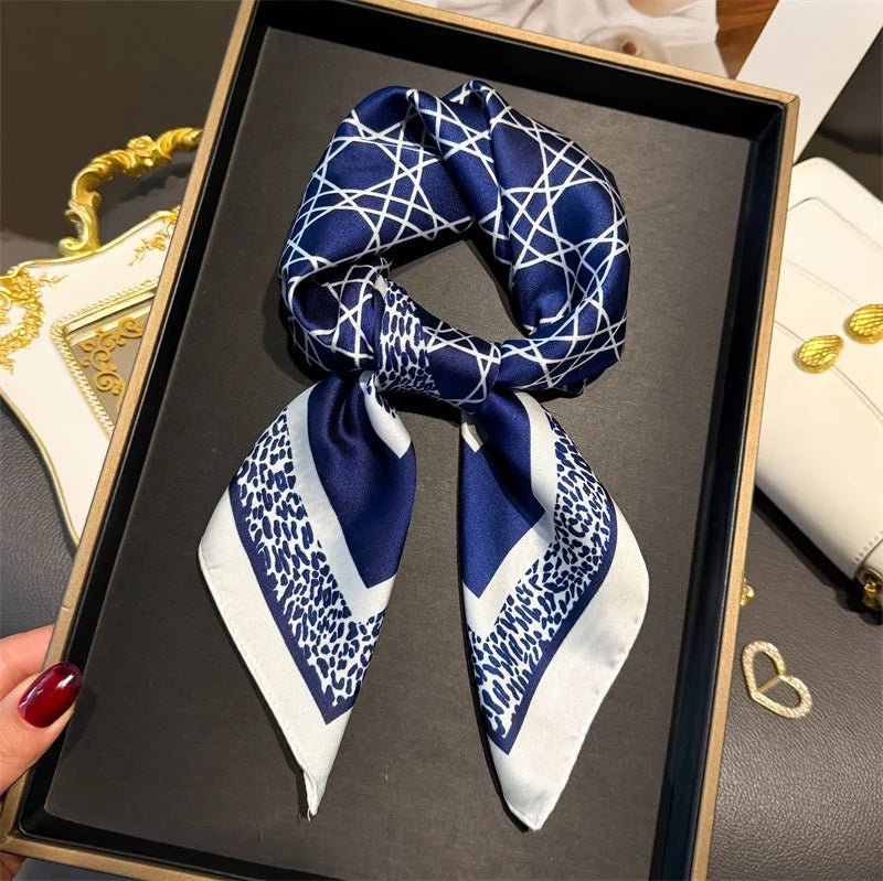 Chain Print Square Scarf with Decorative Border Designs