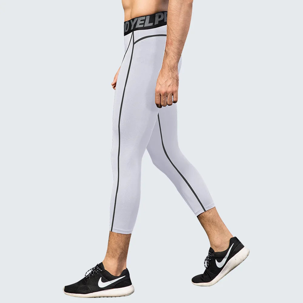 Men's Cropped Training Leggings for Gym and Running