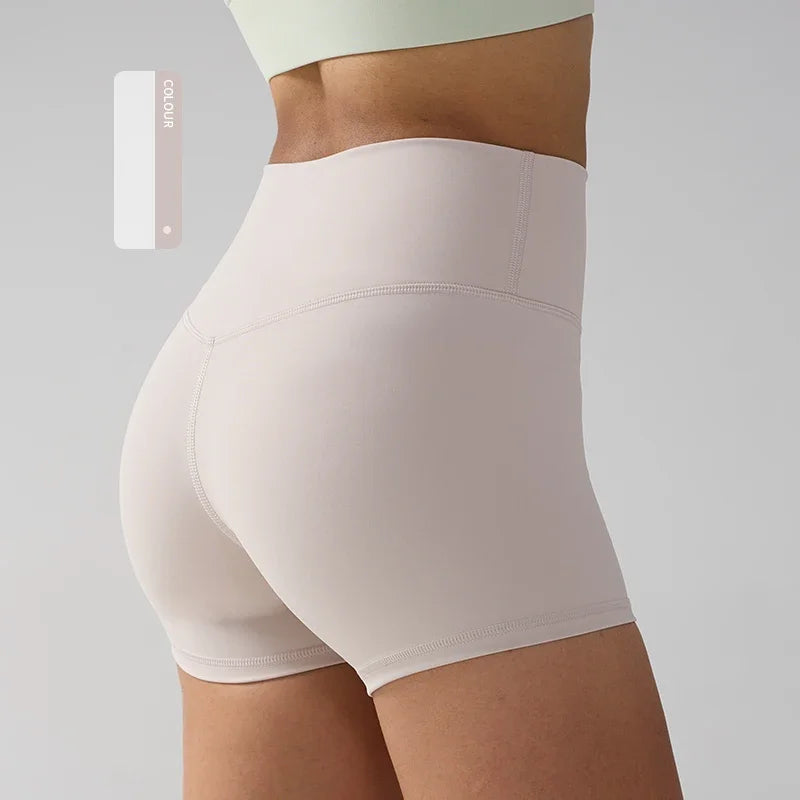 Women's High Waist Nylon Blend Shorts for Yoga and Fitness