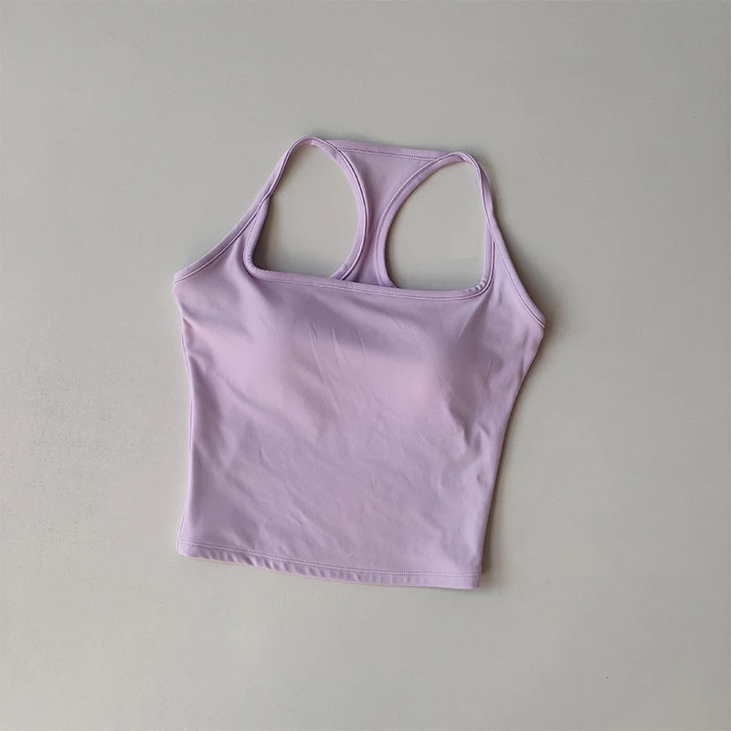 Women's Wide Strap Longline Sports Tank Top For Workout Outfits