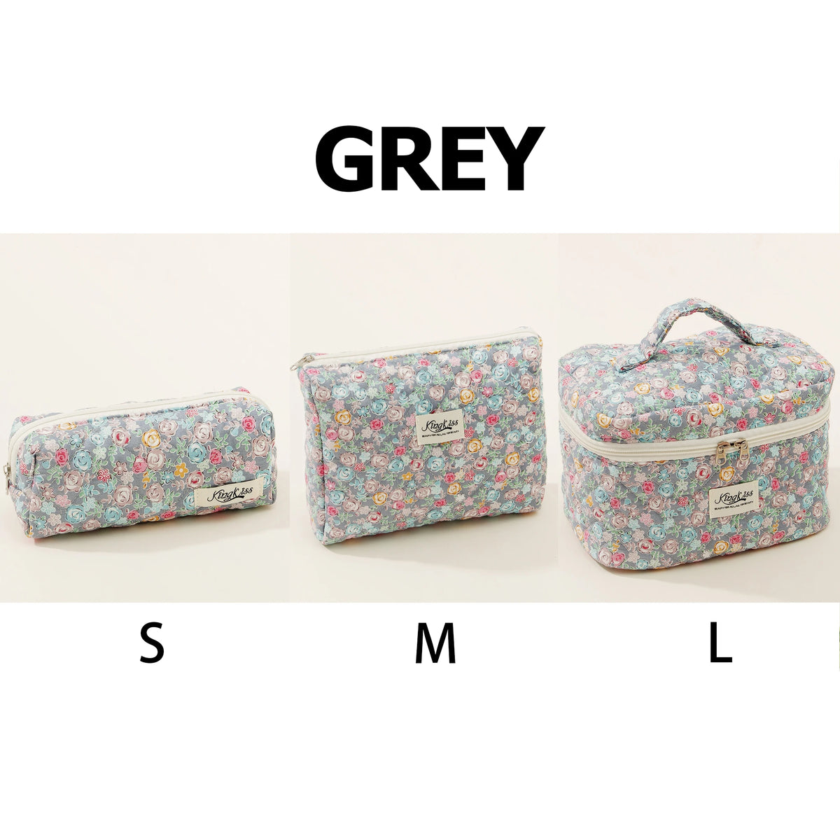 Printed Quilted Toiletry Bag with Zippered Size Options