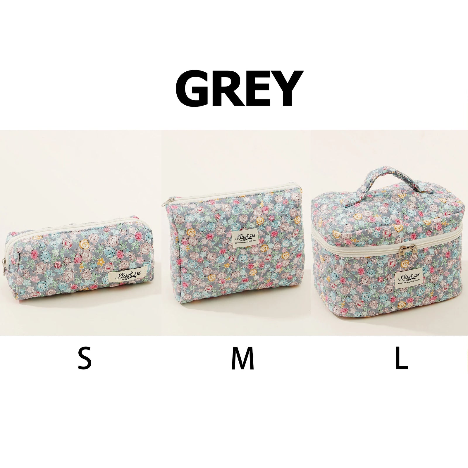 Printed Quilted Toiletry Bag with Zippered Size Options