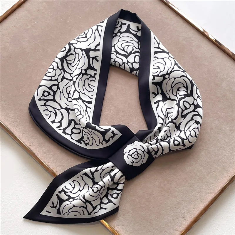 Printed Narrow Neckerchief Scarf with Pointed Tie Ends