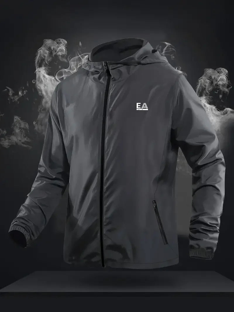 Hooded Long Sleeve Full Zip Outdoor Hiking Jacket with Pockets