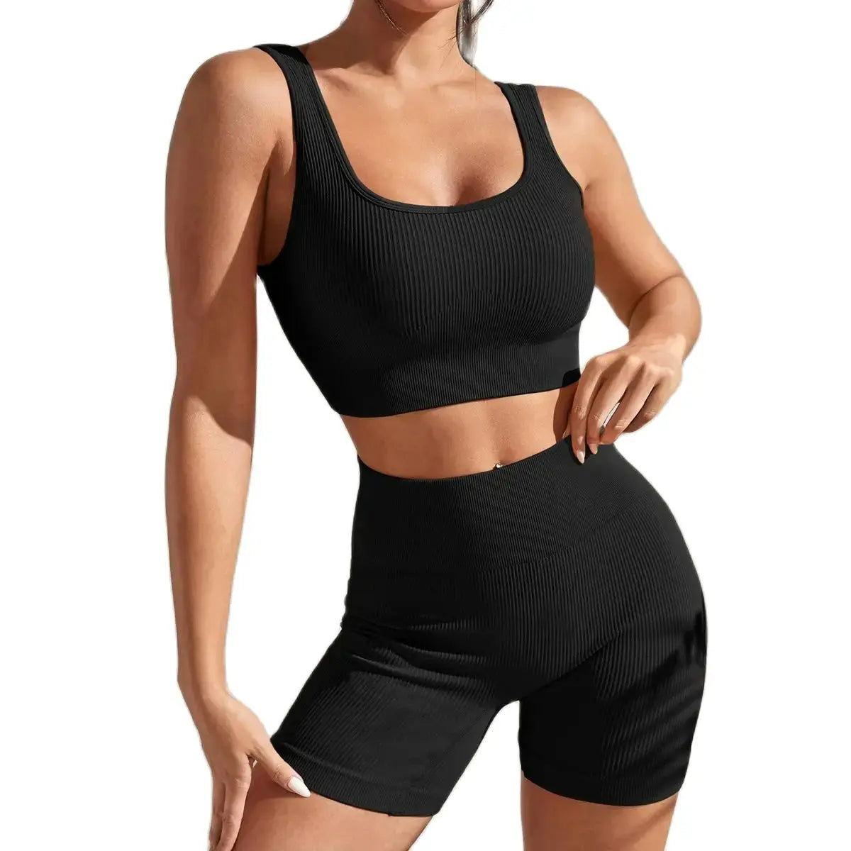 Women's Wide Strap Bra And Shorts Yoga Set