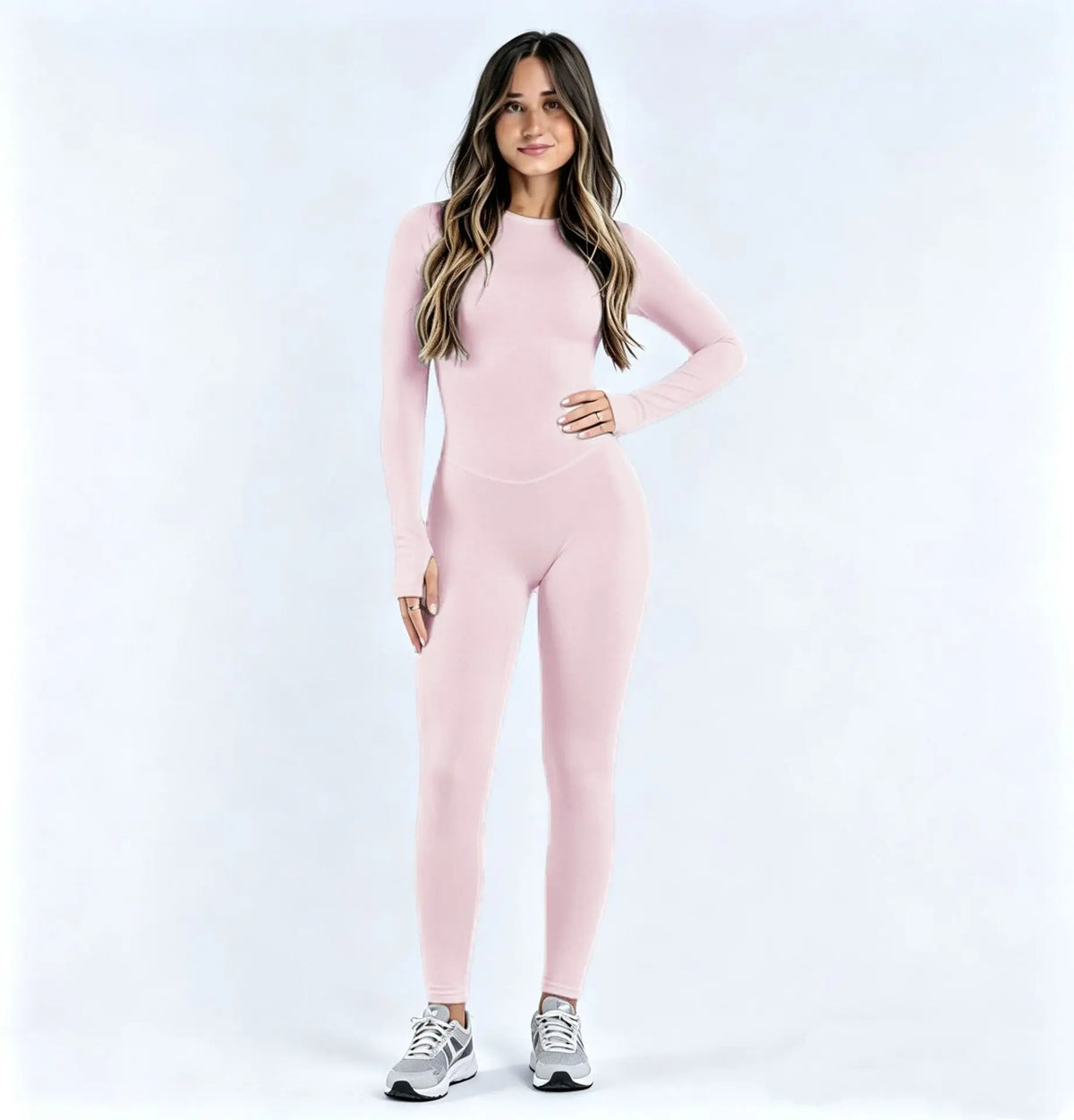 Women's Open Back Nylon Blend Workout One Piece with Sleeve and Length Options