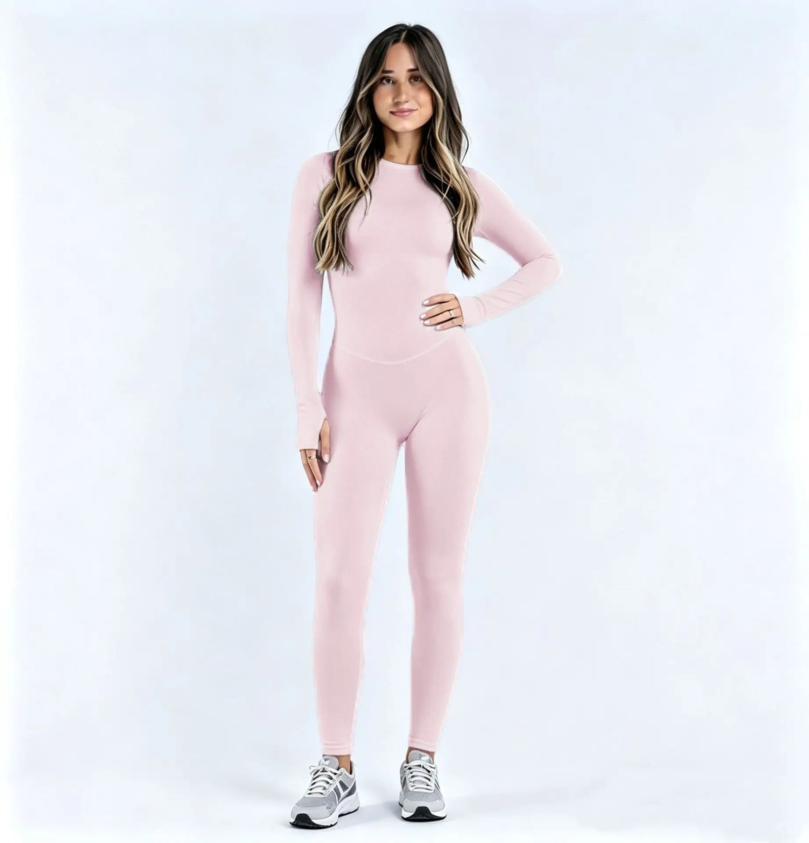 Women's Open Back Nylon Blend Workout One Piece with Sleeve and Length Options