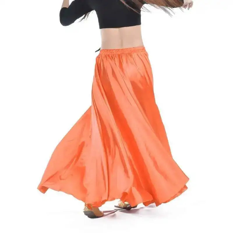 Women's Long Satin-Look Belly Dance Skirt with Separate Top Option